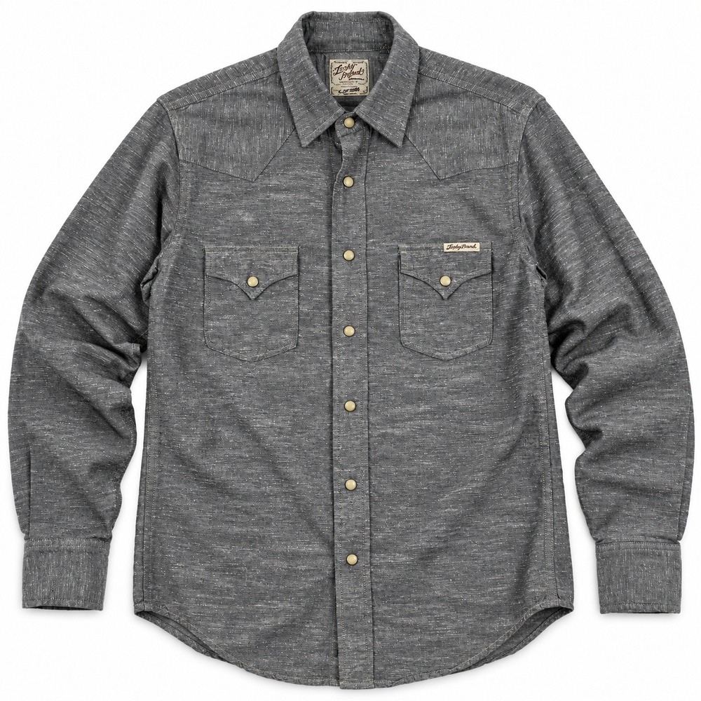 Lucky Brand Western Shirt Mens XS Gray Pearl Snap Southwestern Back Graphic